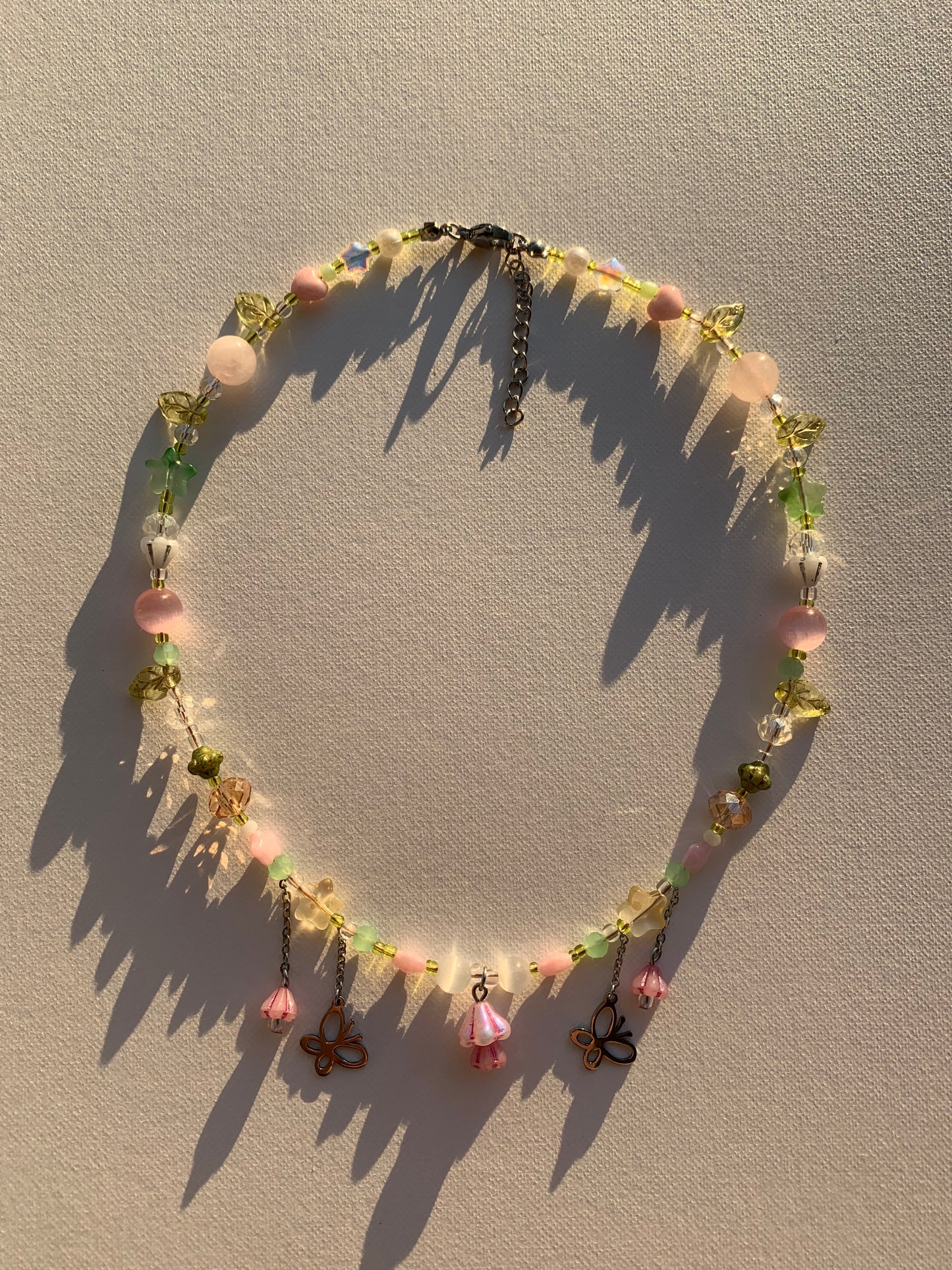 Little pink bell flower necklace