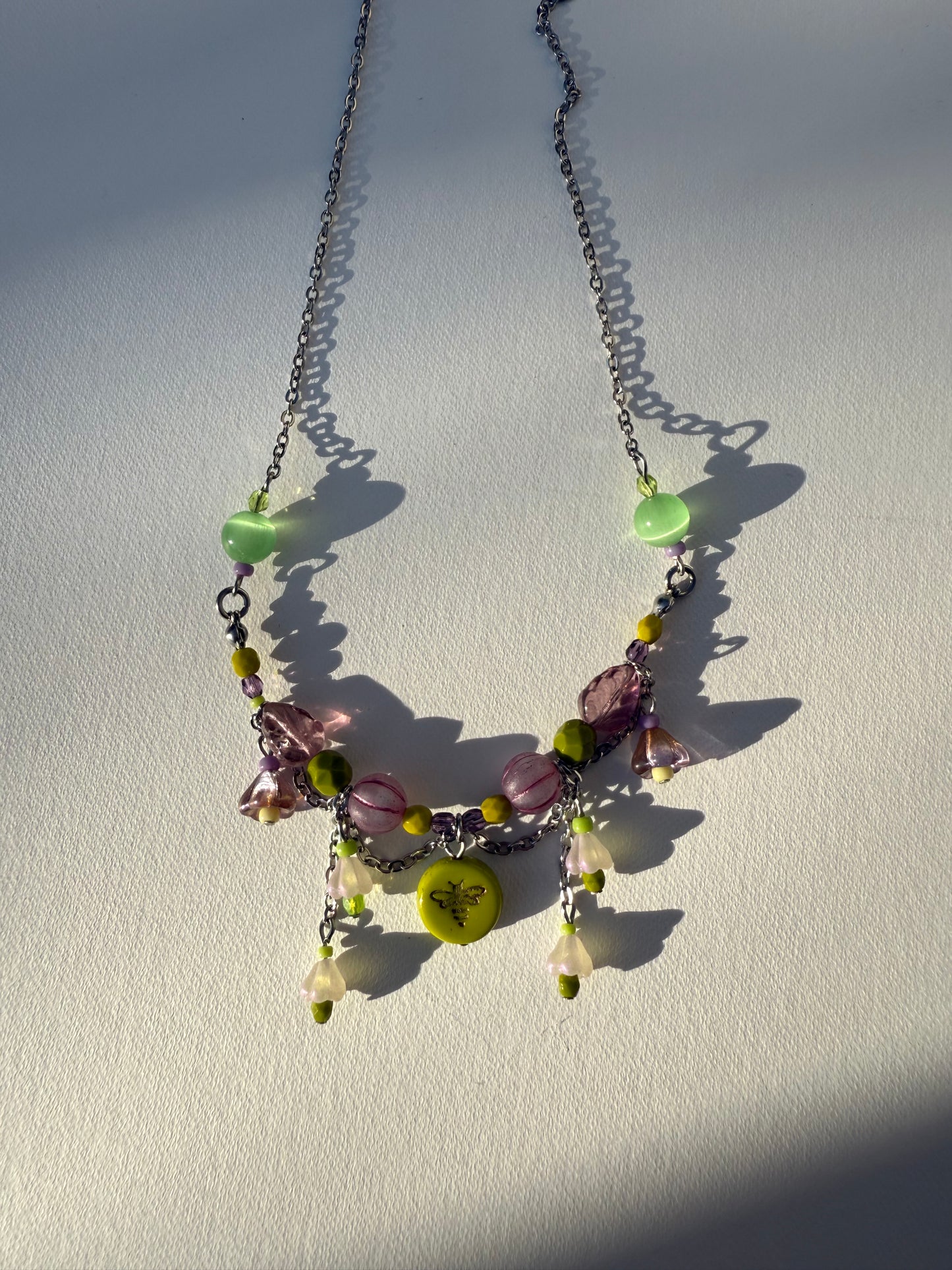 Green bee necklace