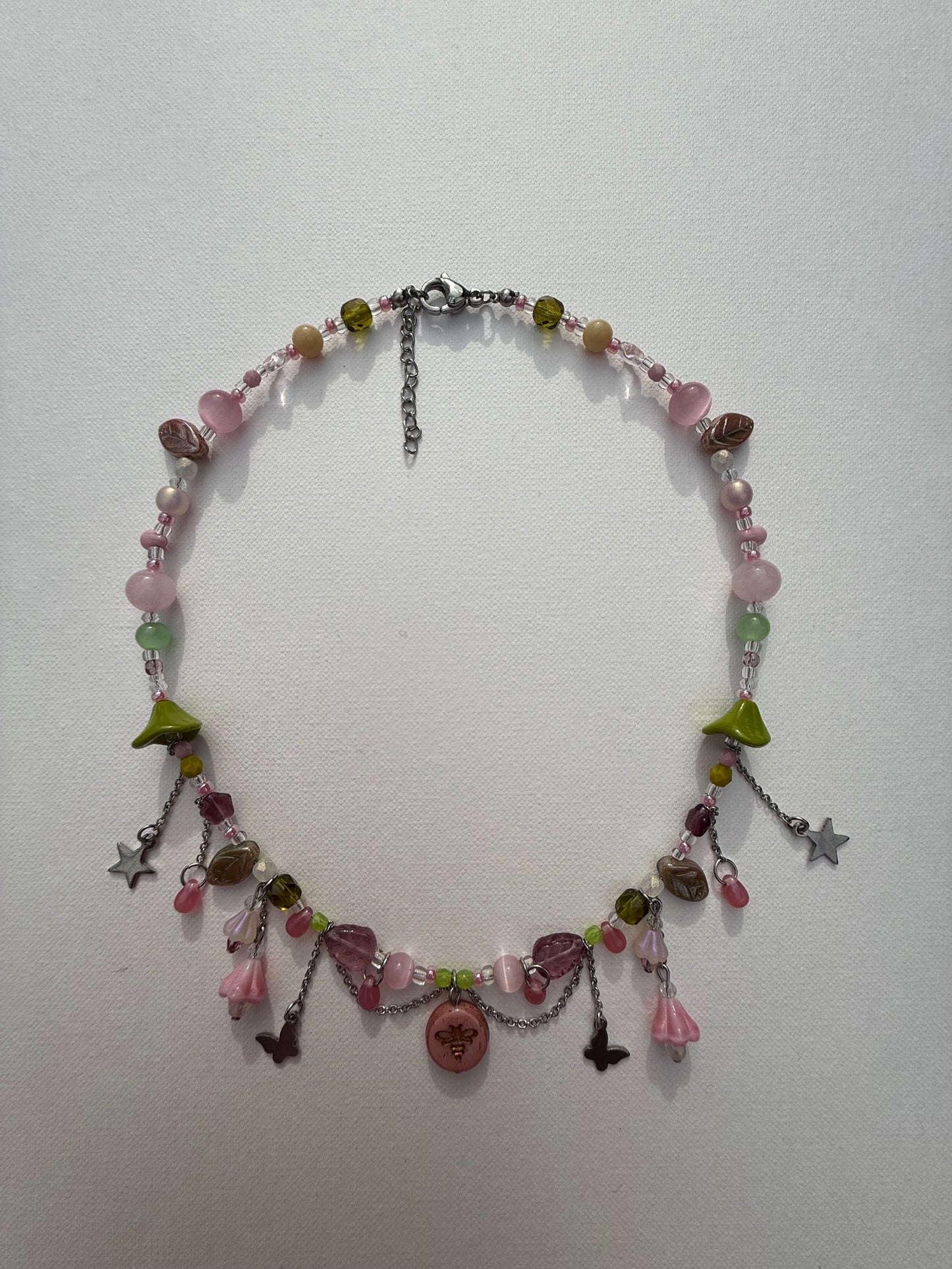 Pink bee necklace