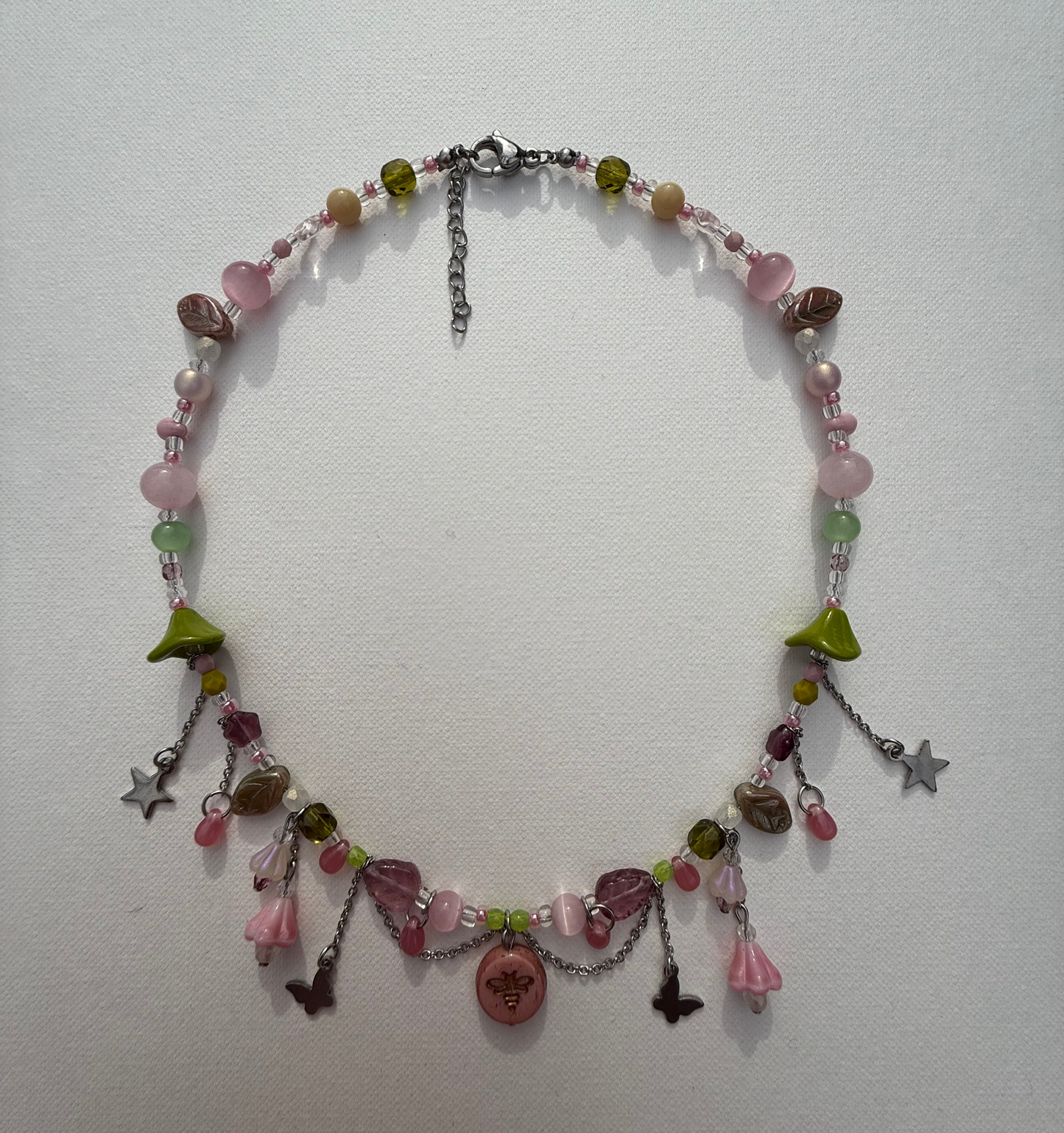 Pink bee necklace