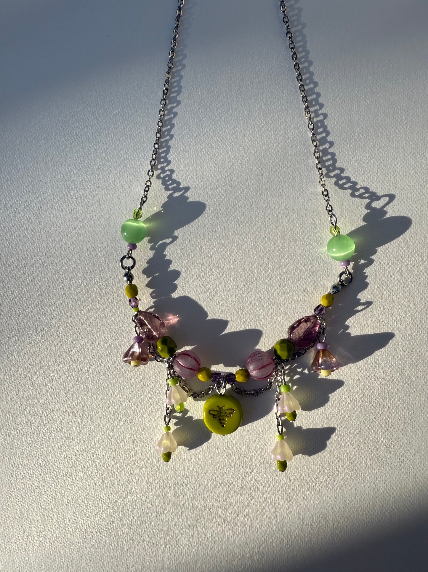 Green bee necklace