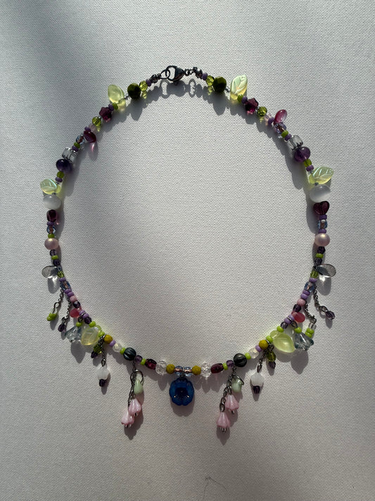 Indigo flower necklace