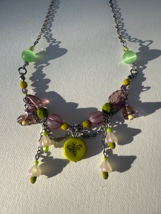 Green bee necklace