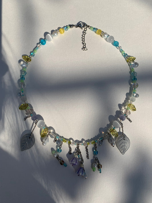 Blue bellflower necklace