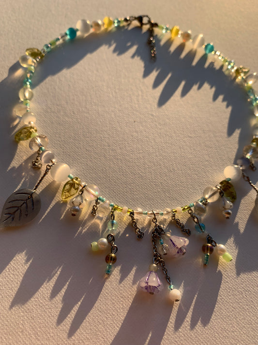 Blue bellflower necklace