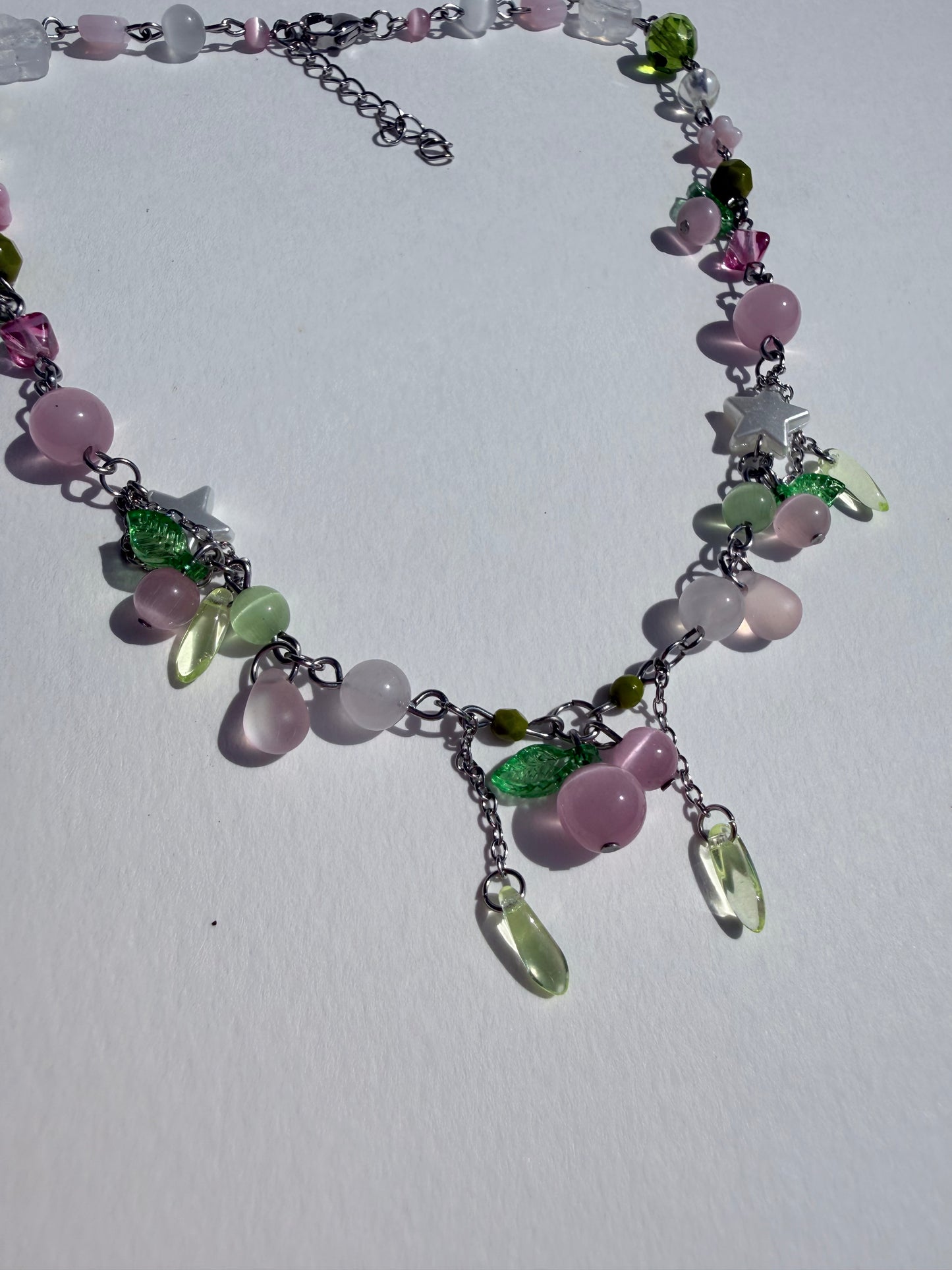Pink blueberry necklace
