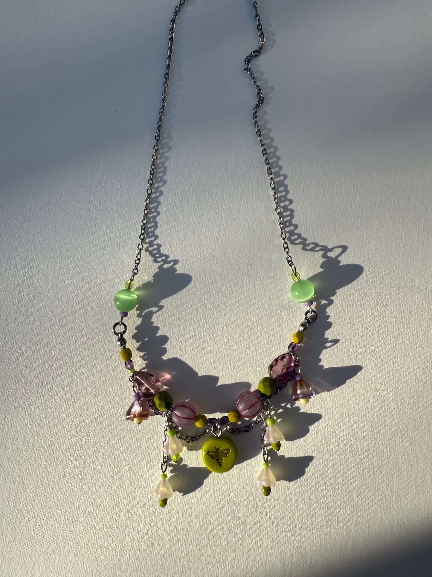 Green bee necklace