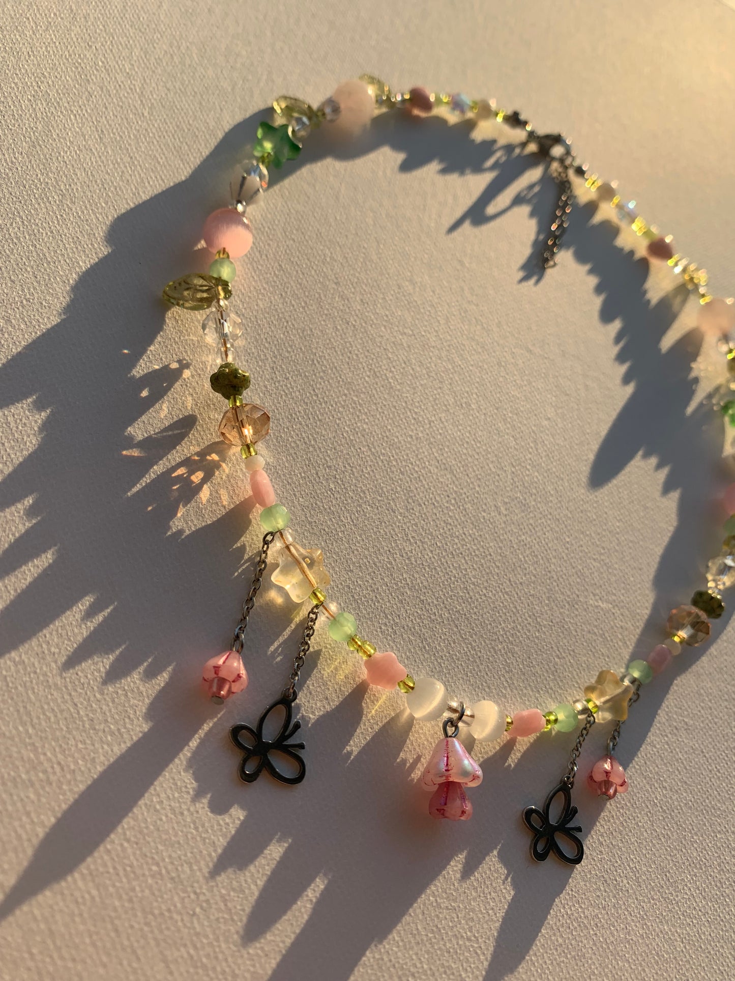 Little pink bell flower necklace