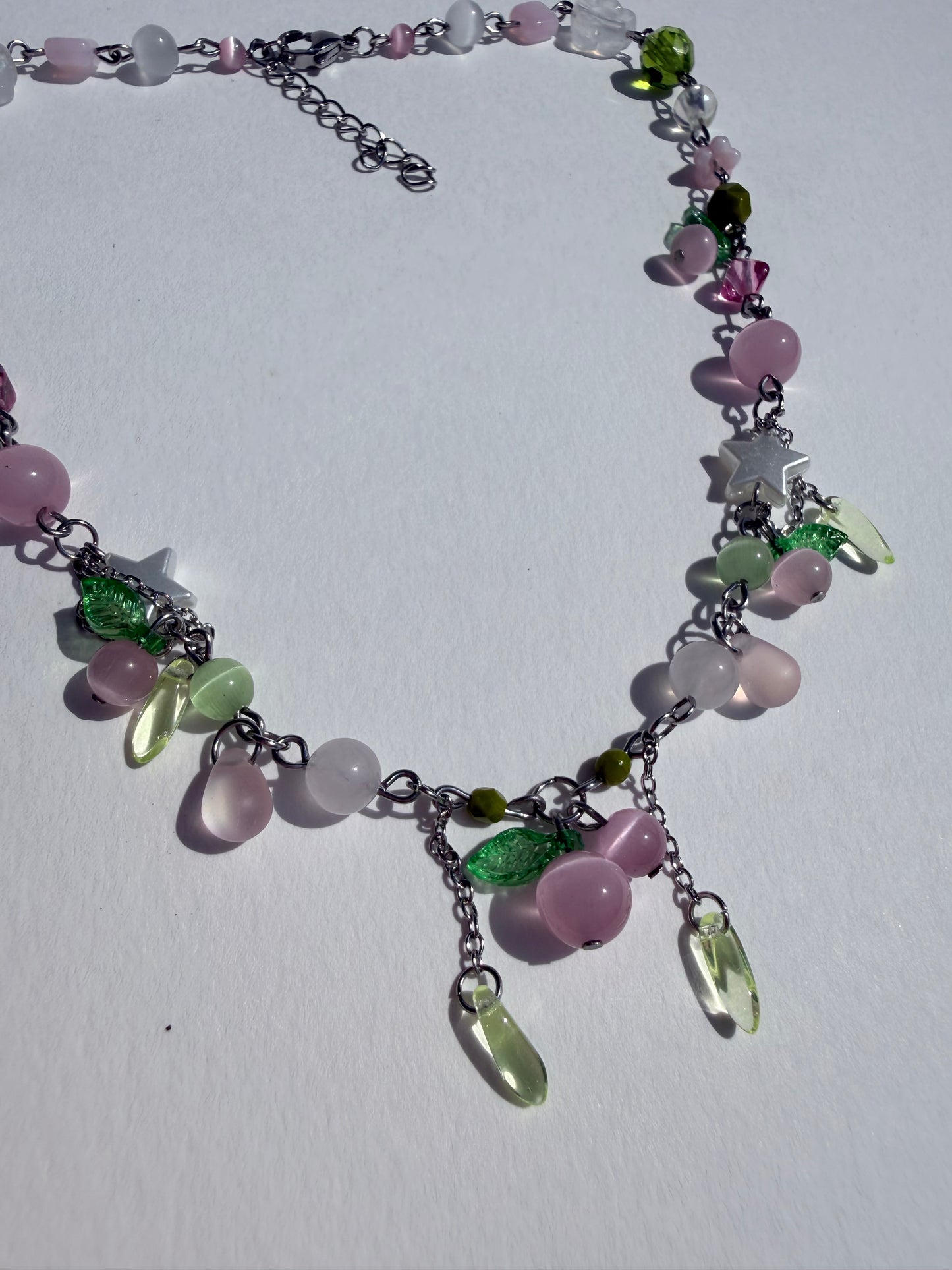 Pink blueberry necklace