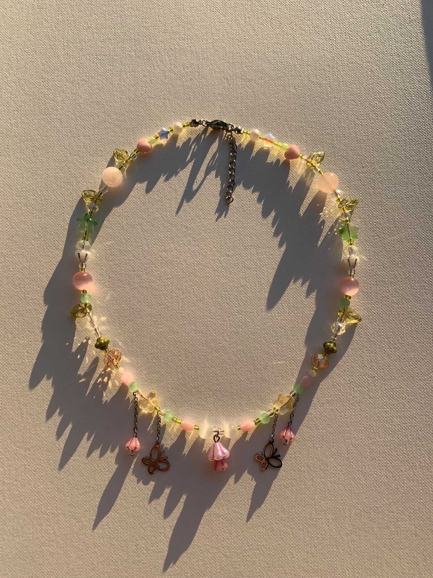 Little pink bell flower necklace